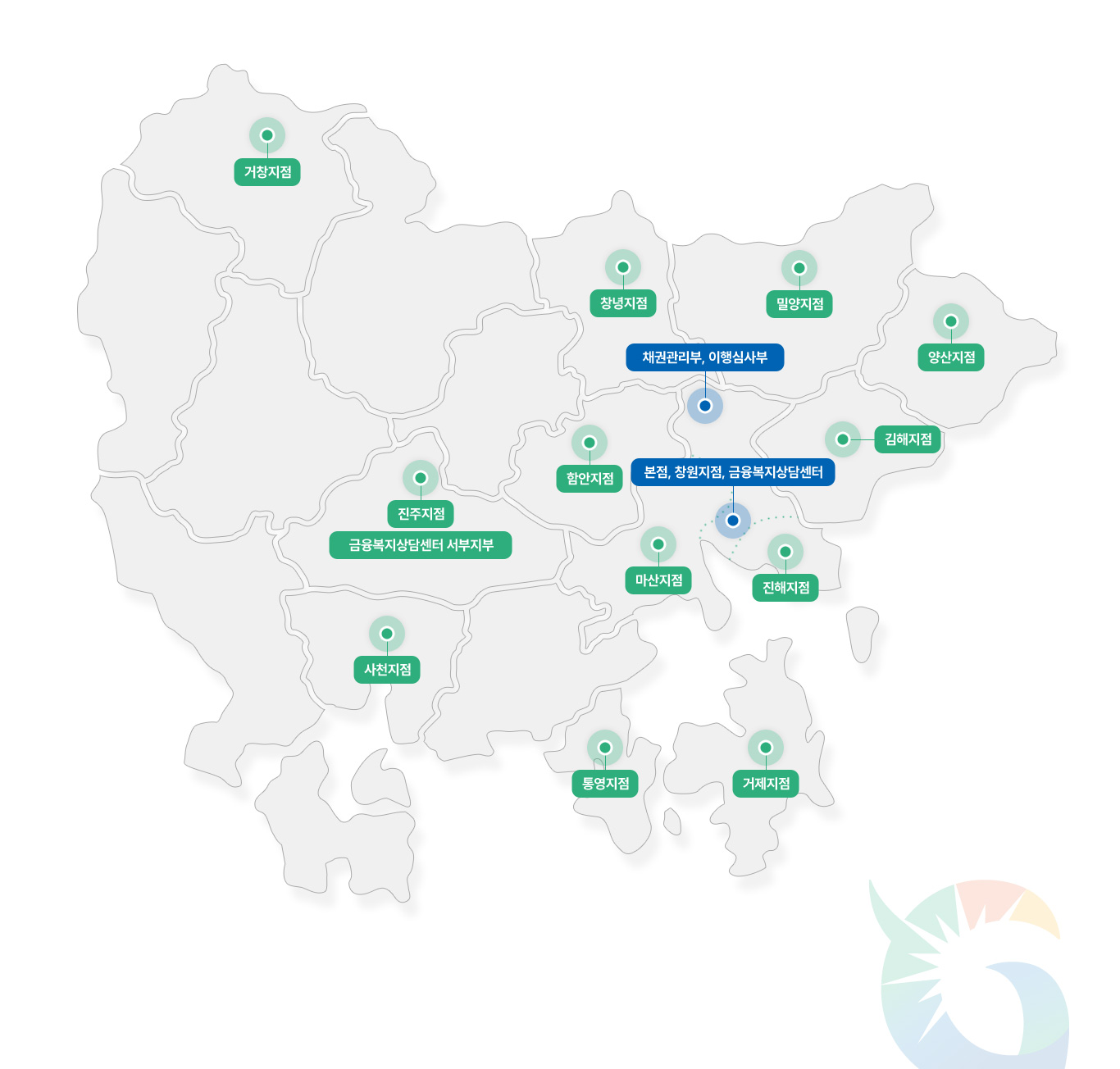 경상남도 간략 지도